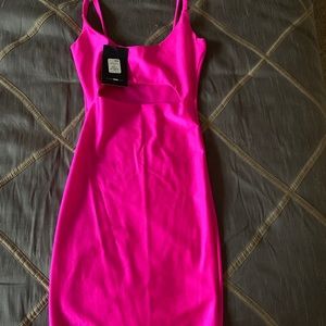 Hot pink stomach cut out dress